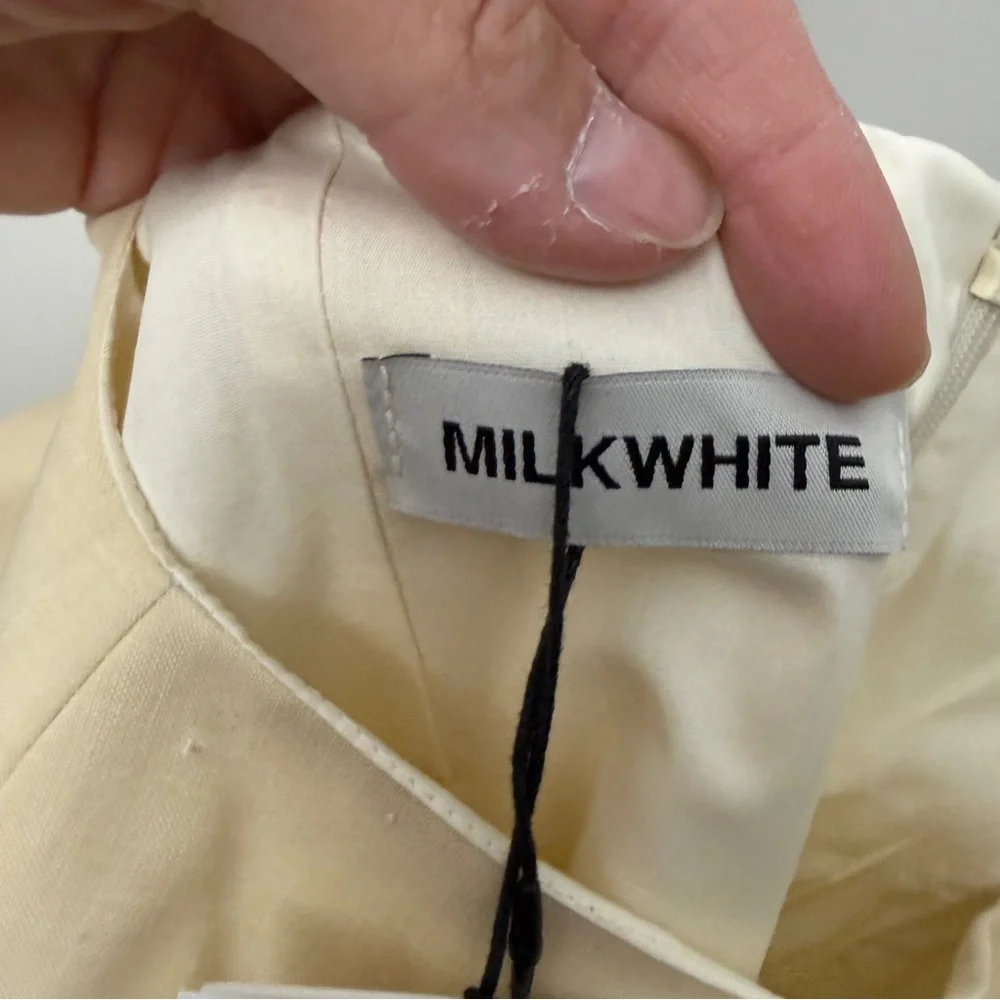 Milkwhite Mini Dress With Bows in Yellow size medium new with tags - Picture 7 of 8